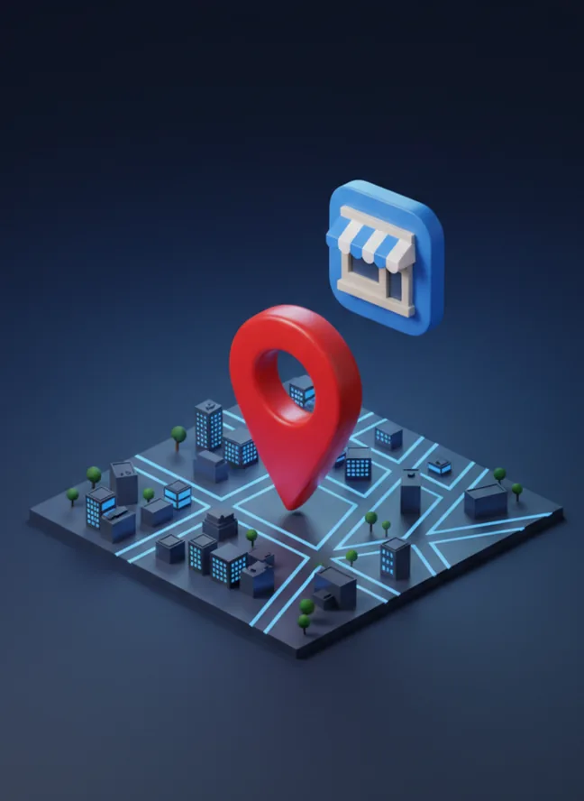 Gestão do perfil no Google: mapa de bairro com pino de localização
